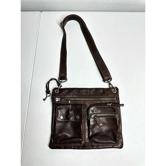 Fossil Sutter Crossbody Handbag Bronze Brown Leather Zip Top Shoulder Bag Purse - Picture 1 of 11